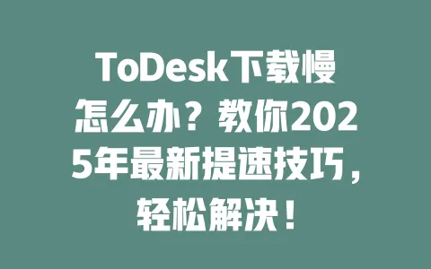ToDesk下载慢怎么办？教你2025年最新提速技巧，轻松解决！ 一