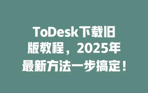 ToDesk下载旧版教程,2025年最新方法一步搞定! 一