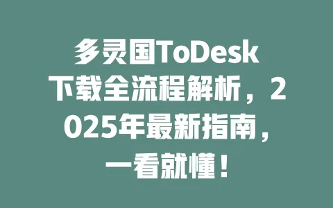 多灵国ToDesk下载全流程解析,2025年最新指南,一看就懂!-ToDesk官网 - ToDesk下载